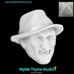 Freddy Krueger   - 3.60&quot; Craft Mold | Soap Mold | Resin Mold | Chocolate Mold | Bath Bomb Mold | Treat Mold | Plaster Mold | Halloween Mold