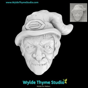 Old Witch Mold - 3.60&quot; Plastic Mold | Chocolate Mold | Soap Mold | Resin Mold | Craft Mold | Bath Bomb Mold | Treat Mold | Plaster Mold