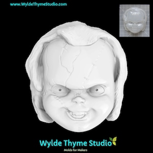 Chucky Doll Mold  - 3&quot; Horror Mold | Soap Mold | Resin Mold | Craft Mold | Bath Bomb Mold | Plaster Mold | Chocolate Mold | Halloween Mold