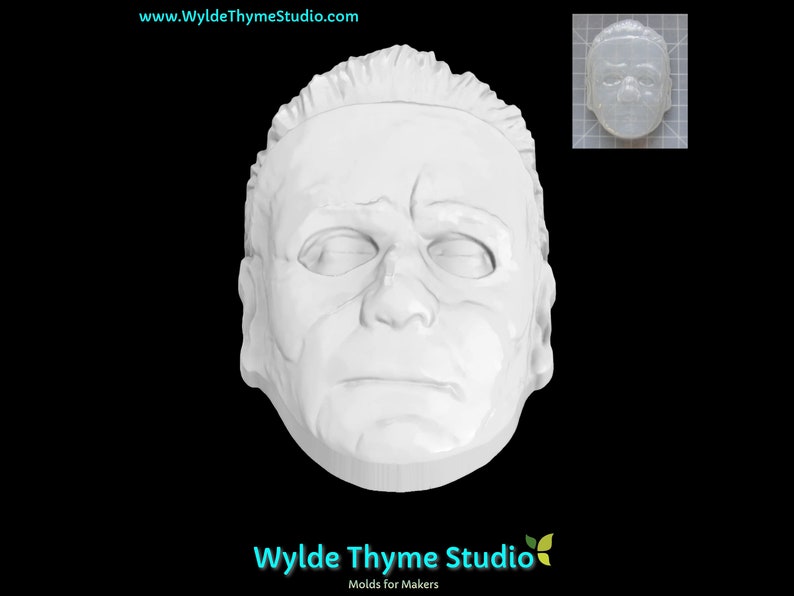 May include: White plastic mold of a human face, suitable for making a mask or other craft project.