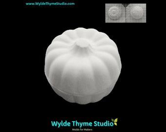 Pumpkin 2 Piece Mold 2" - Fall Pumpkin Mold, Halloween Mold, Bath Bomb Mold, Soap Mold, Chocolate Mold, Plaster Mold, Resin Craft Mold