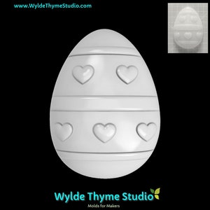Heart Stripe Egg Mold - 4.5&quot; Craft Mold | Soap Mold | Resin Mold | Chocolate Mold | Bath Bomb Mold | Treat Mold | Plaster Mold | Easter Egg