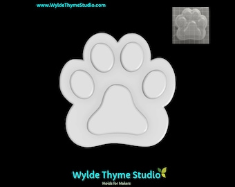 Paw Print Mold - 3.15" Craft Mold | Soap Mold | Resin Mold | Chocolate Mold | Bath Bomb Mold | Treat Mold | Plaster Mold | Puppy Paw Mold