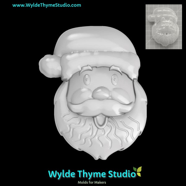 Santa Face Mold - 3.75" Craft Mold | Soap Mold | Resin Mold | Chocolate Mold | Bath Bomb Mold | Treat Mold | Plaster Mold | Christmas Santa