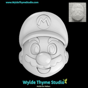 Molde SMB Mar-io - Molde para manualidades de 8,5 cm / Molde para jabón / Molde para resina / Molde para chocolate / Molde para golosinas / Molde para bombas de baño / Molde para Oreo / Molde para videojuegos
