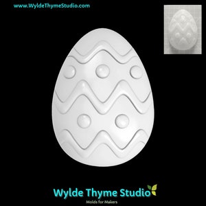 Squiggles & Dots Egg Mold - 4.5&quot; Craft Mold | Soap Mold | Resin Mold | Chocolate Mold | Bath Bomb Mold | Treat Mold | Plaster Mold | Easter