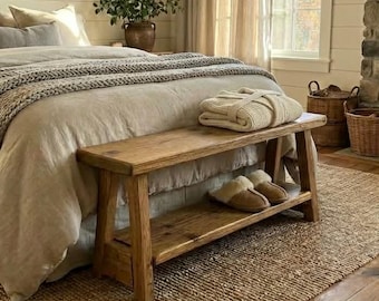Handmade Rustic Reclaimed Wooden Bed End Bench, various sizes
