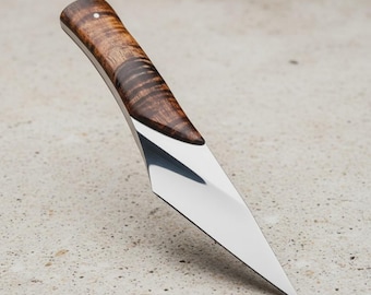 custom crafted d2 steel blade 7'' kiridashi knife with wood handle and protective sheath