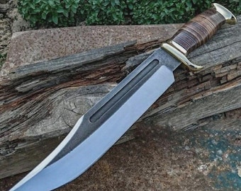 Custom-Made Carbon Steel Blade Survival Bowie Knife | Knife for Hunting and Camping