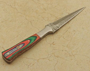 Crafted Damascus Steel Scottish Dirk Knife with Double Edges and Sheath for Boot Carrying