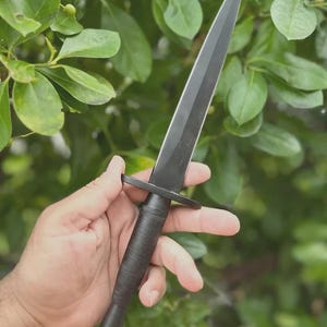 Handmade D2 Steel Sykes Fairbairn Dagger, WWII Style Knife, Leather Sheath