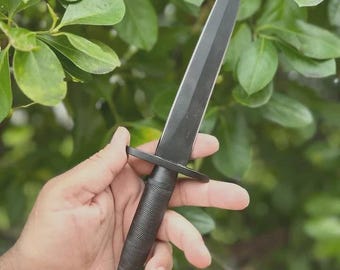Handmade D2 Steel Sykes Fairbairn Dagger, WWII Style Knife, Leather Sheath