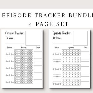 Minimalistische afleveringtrackerbundel, tv-programmalogboek (digitale download)