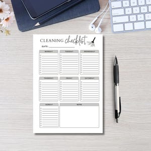 Printable Cleaning Checklist, Daily Weekly Monthly House Cleaning Schedule, A5 Planner Inserts, Digital Download