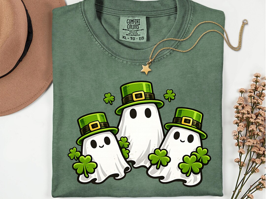 Lucky Ghost Squad PNG, Three Cute Shamrock Ghosts Tee Design, Spooky ...