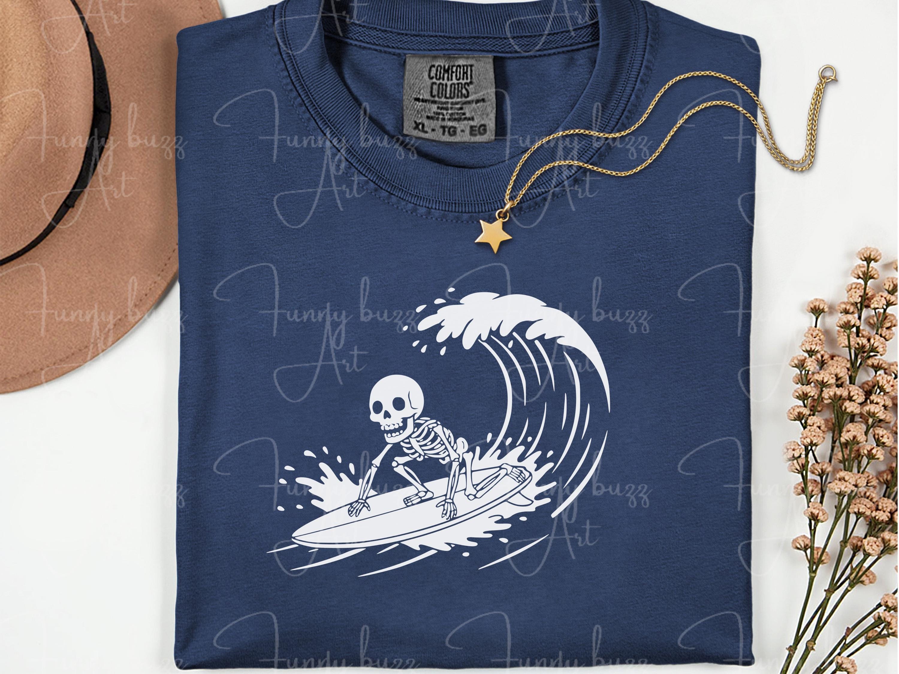 Skeleton Surfing SVG PNG Bundle (4 Designs), Spooky Surf Skeleton Beach ...