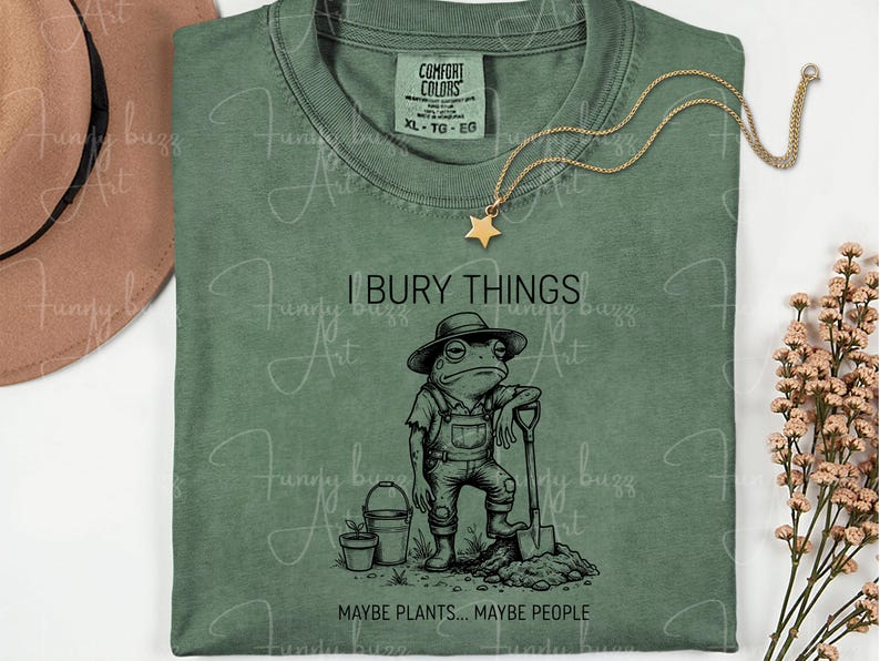 I Bury Things Maybe Plants Maybe People SVG PNG, Funny Frog Gardening Meme, Creepy Cute Garden Shirt Design, Dark Humor Digital Download image 10