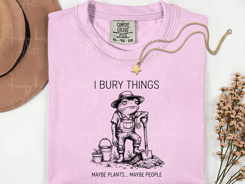I Bury Things Maybe Plants Maybe People SVG PNG, Funny Frog Gardening Meme, Creepy Cute Garden Shirt Design, Dark Humor Digital Download image 15