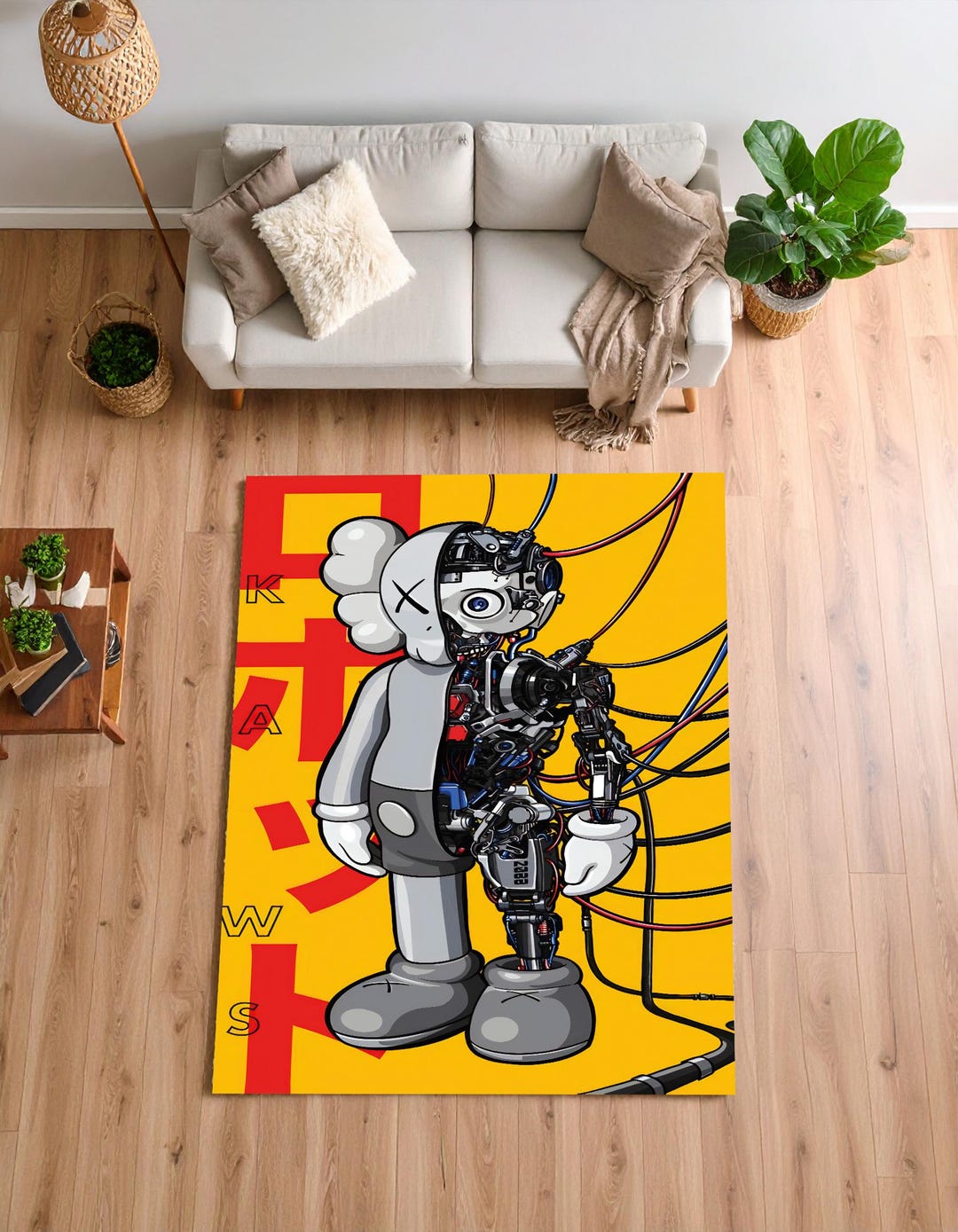 Yellow Cyberpunk Rug, Mechanical Companion, Gamer Room Decor - Etsy