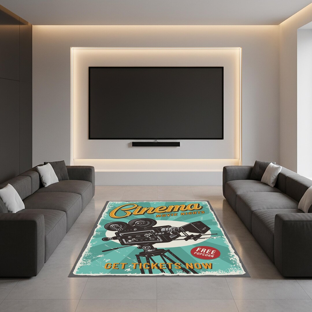 Projector Rugs Vintage Film Projector Rug, Retro Cinema Movie Room Decor - Etsy