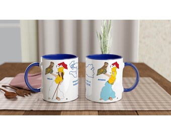 Athena Greek World Mug - Ancient Greece Goddess Map Art, Chestnut Hair Edition