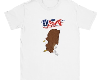 Eagle USA Map T-Shirt | National Borders Collection | Premium Soft Cotton Tee | DTG Ready