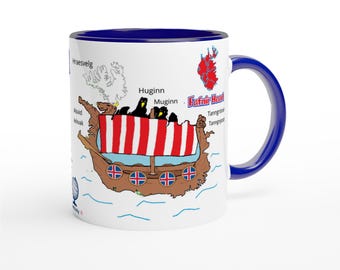 Iceland Viking Mug • Norse Mythology Drakkar Cup • Iceland Map Design • Viking Coffee Gift