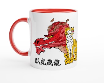 Crouching Tiger Hidden Dragon Mug – Red Edition China Map Art • 11 oz Ceramic Coffee Cup