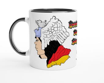 Siegfried Mythological Hero Ceramic Mug - Germanic Norse Legend Warrior Coffee Cup with Colorful Handle