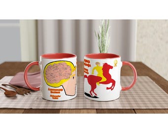 Alexander the Great North Macedonia Map Brain Mug - Unique Historical and Cultural Coffee Cup - Cyrillic & Latin Macedonian Design