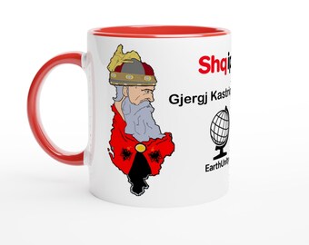 Skanderbeg "Father of Albania" Ceramic Mug - National Hero Bicephalous Eagle Design - 11oz
