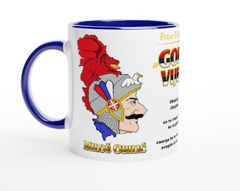 Miloš Obilić Serbian Knight Ceramic Mug - Gorski Vijenac Poem Quote