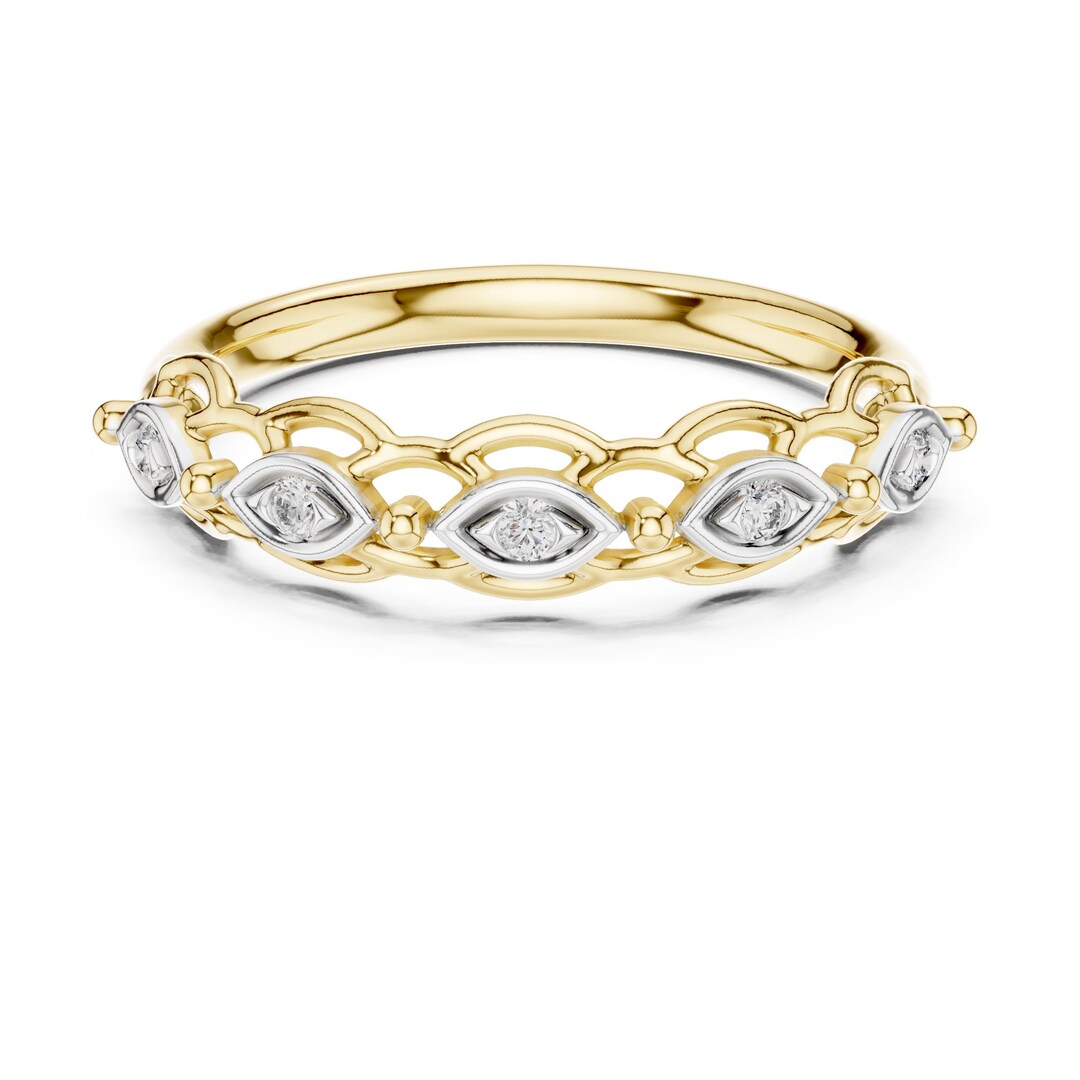 Lab Grown Diamond Half Eternity Ring – Handmade Gold Wedding Band - Etsy