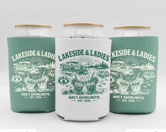 Lake Bachelor Can Coolers Boats and Bros Personalized Can Sleeves Bach Can Holder Custom Bachelor Party Favors