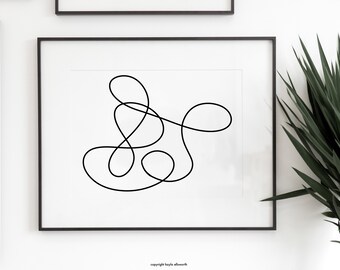 Arte de línea abstracta imprimible / Dibujo de línea abstracta / Impresión minimalista en blanco y negro / Impresión minimalista / Descarga digital, PNG, JPEG, PDF