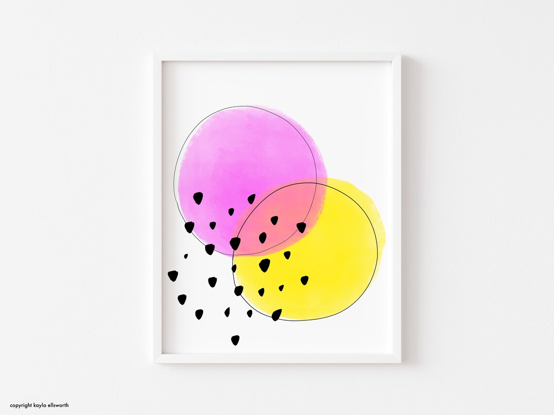 Yellow and Pink Art Print | Yellow Art Print | Yellow and Pink Abstract ...