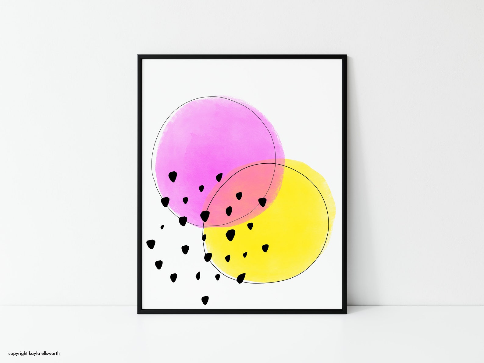 Yellow and Pink Art Print | Yellow Art Print | Yellow and Pink Abstract ...