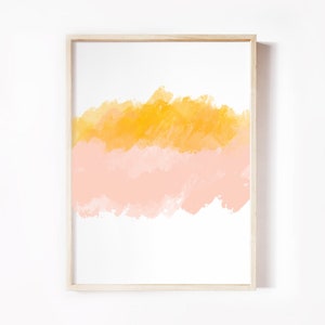 Yellow and Pink Abstract Wall Art | Pink and Yellow Abstract Minimalist ...