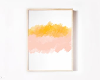 Yellow and Pink Abstract Wall Art | Pink and Yellow Abstract Minimalist Print | Modern Art Printable | Boho Wall Art Print | Kayla Ellsworth
