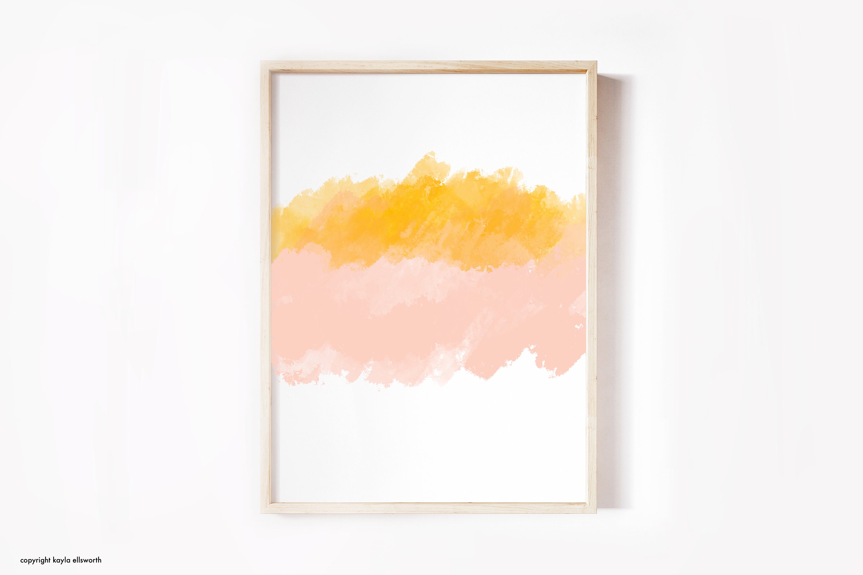 Yellow and Pink Abstract Wall Art Pink and Yellow Abstract Etsy