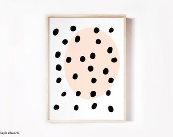 Dots Minimalist Wall Art | Black and Beige Abstract Dots | Minimalist Printable | DIY Wall Art | Pattern Print | Instant Digital Download