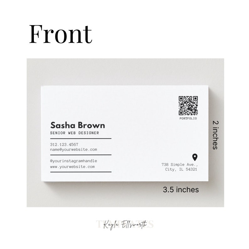 Colorful Business Card Template With QR Code, Tagline, Instant Download ...