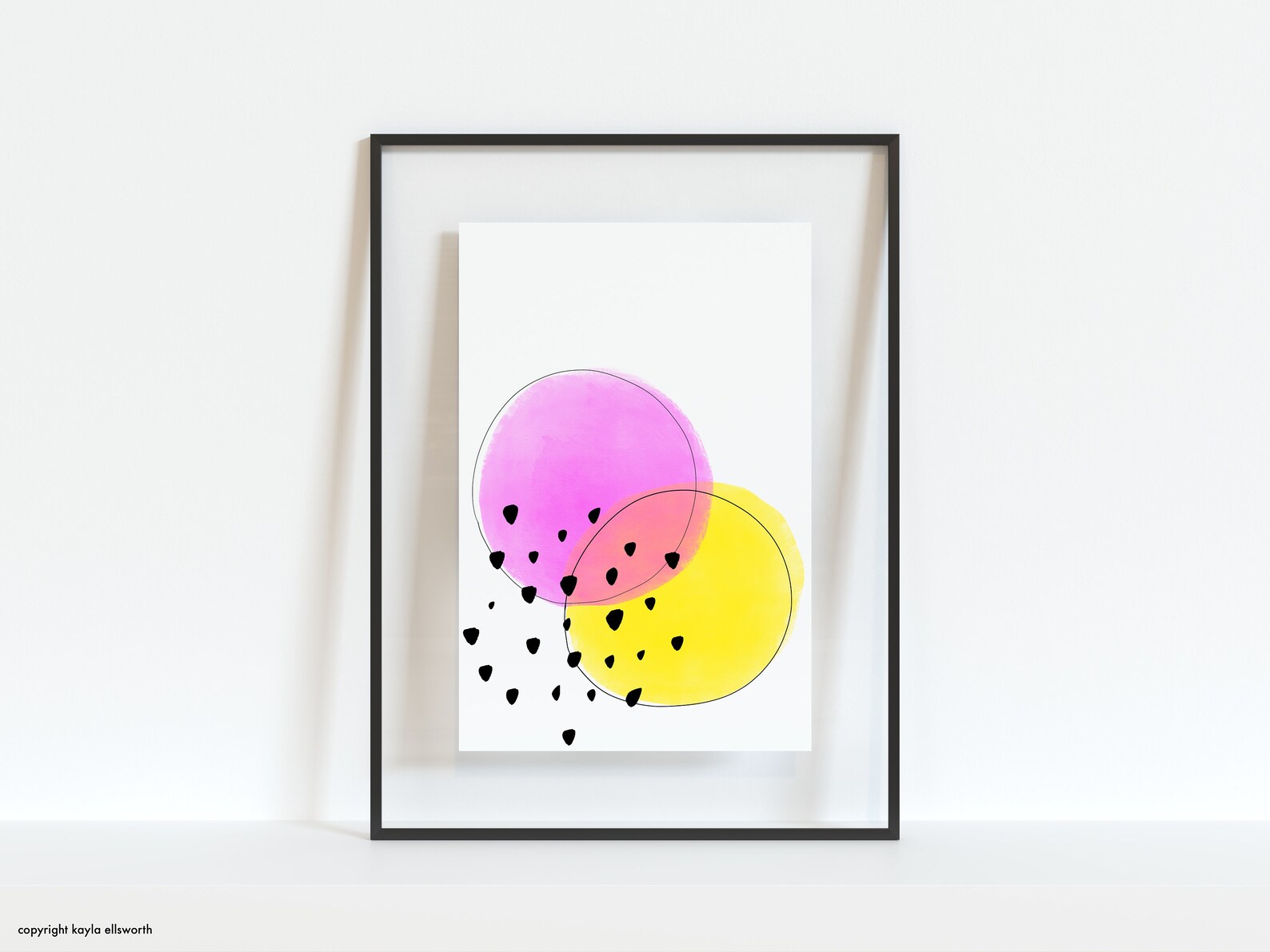Yellow and Pink Art Print | Yellow Art Print | Yellow and Pink Abstract ...