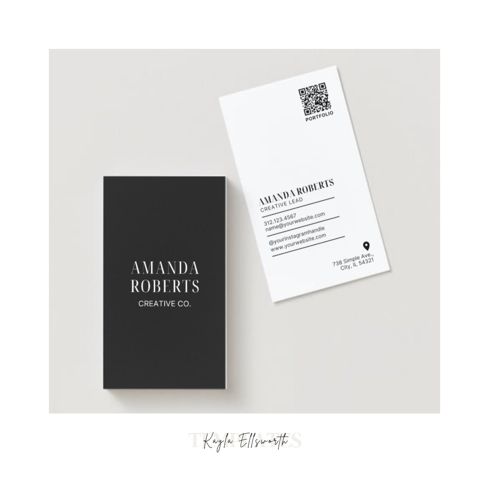Business Card Template QR Code, Instant Download, Business Card ...
