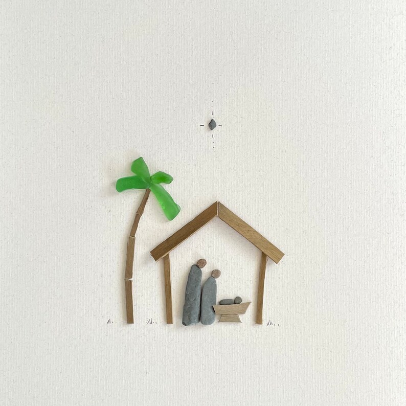 Nativity Scene Pebble Art 8 by 10 Etsy