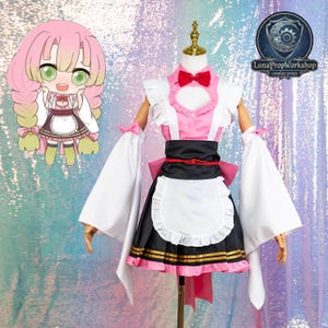 Pink Maid Dress Cosplay Outfit Ruffle Bow Costume Long Sleeves Sweet Uniform Layered Skirt Performance Wear Cute Fantasy Dress Full Set