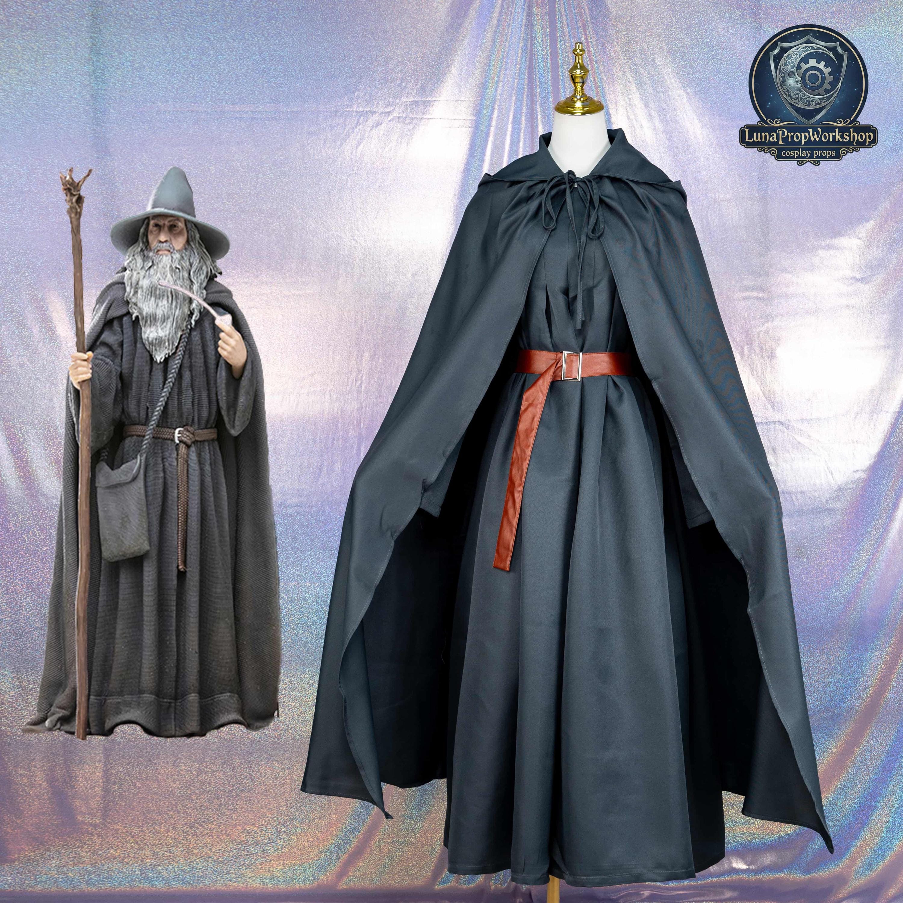 Mage Long Robe Medieval Grey Wizard Cosplay Costume Fantasy Mage Robe Outfit S M L XL ...