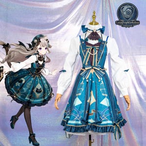 Elegant Star Pattern Cosplay Dress Layered Skirt Fantasy Stage Outfit Handmade Costume for Convention Photoshoot Performance and Display