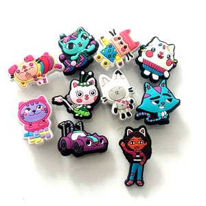 Gabby Dollhouse Shoe Charms Bundle, Kawaii Cartoon Clog Accessories (9 Pack)