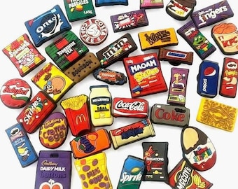 Junk-Food und Snacks Marken Schuhanhänger, Fast-Food-Clog-Charme, Retro-Snack-Food-Schuhanhänger